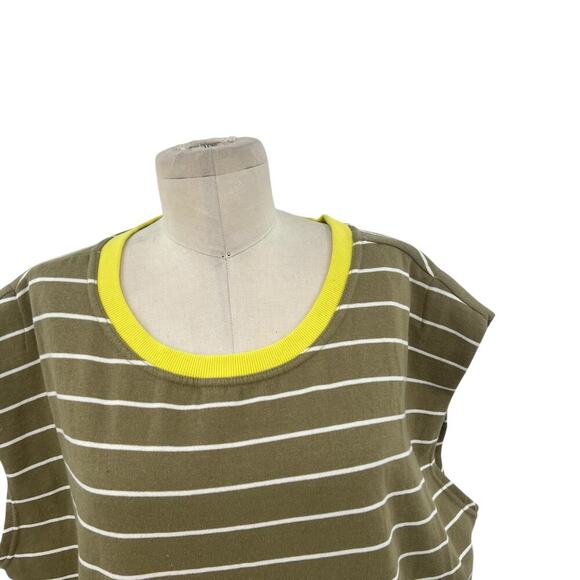 Anthropologie‎ Daily Practice Tee Dress Striped Light Fleece Green Size Large - Picture 4 of 11